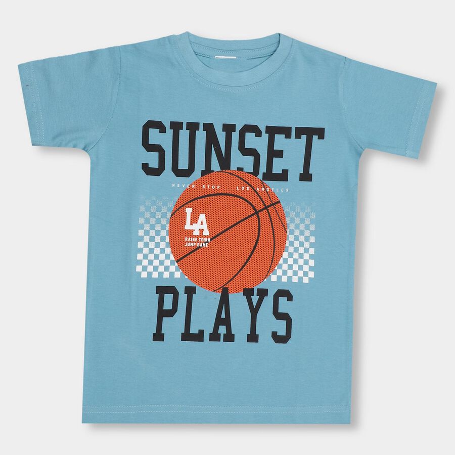 Boys' 100% Cotton Half Sleeves T-Shirt , Dark Blue, large image number null