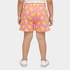 Girls' Bright Pink Pineapple Print Cotton Shorts, हल्का गुलाबी, small