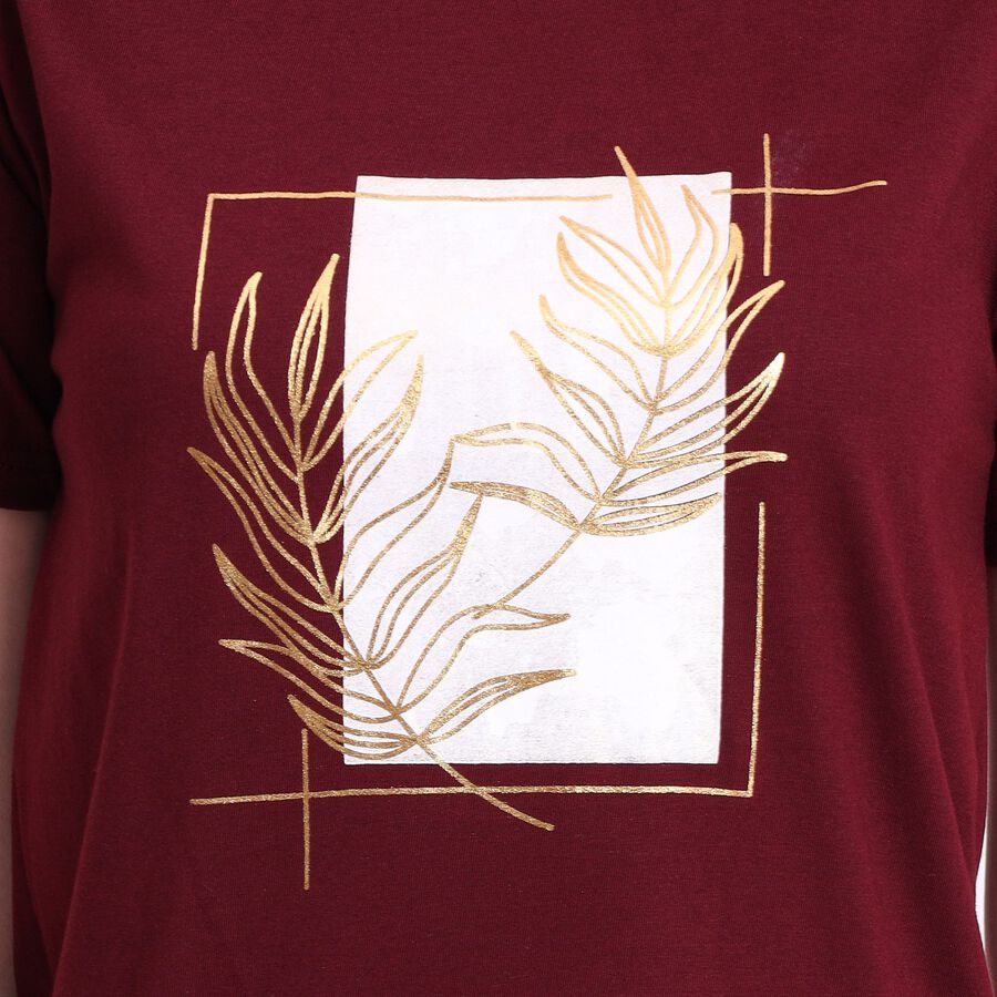 Ladies' Round Neck T-Shirt, Wine, large image number null