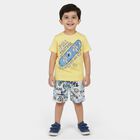 Boys' Yellow Cotton Round Neck Graphic Baba Suit, Yellow, small