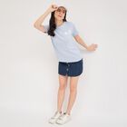 Women's Light Blue Round Neck Printed T-Shirt, हल्का नीला, small image number null