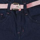 Girls' Navy Blue Wide Leg Heart Print Jeans, Dark Blue, small