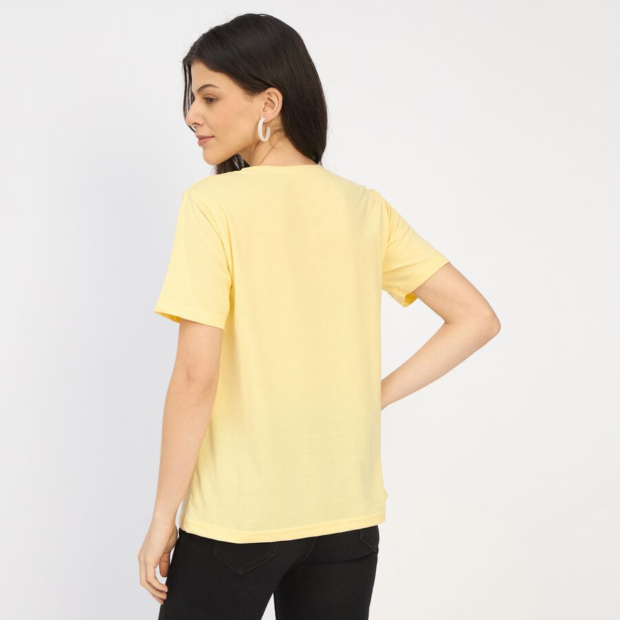 Ladies' Round Neck T-Shirt, पीला, large