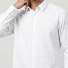 Men's White Cotton Long Sleeve Collar Regular Fit Shirt, ऑफ व्हाइट, small