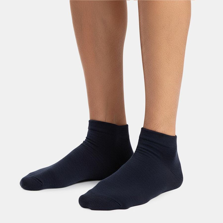 Men's Ankle Length Socks Pack of 3 ( Navy Blue, Charcoal, Black ), नेवी ब्लू, large