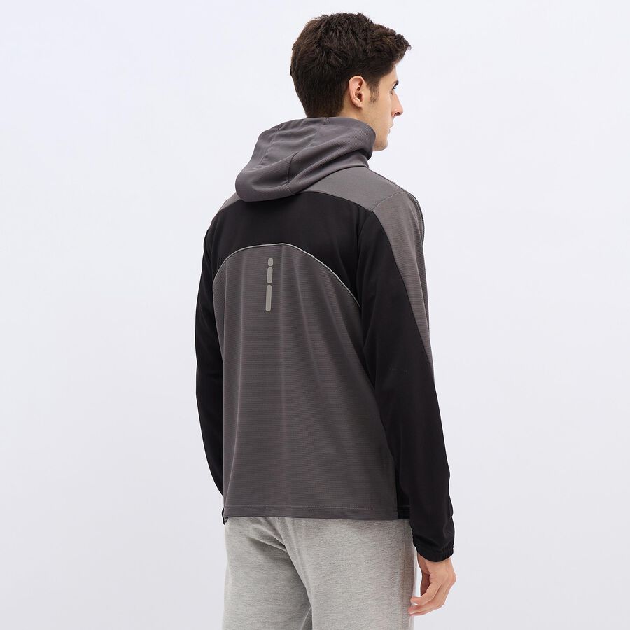 Men's Dark Grey Hooded Athleisure Jacket, Dark Grey, large