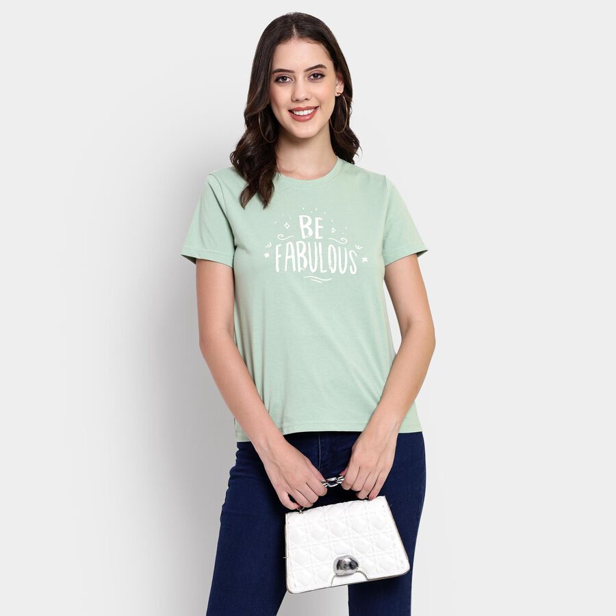 Ladies' Round Neck T-Shirt , हल्का हरा, large image number null
