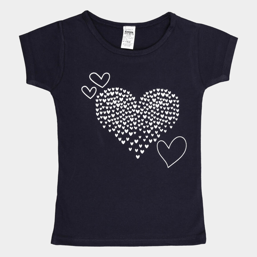 Girls Solid T-Shirt, Navy Blue, large image number null