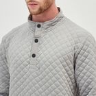 Men's Light Grey High Neck Quilted Sweatshirt, Light Grey, small image number null