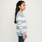 Girls' Light Powder Blue Crew Neck Casual Pullover, Light Blue, small image number null