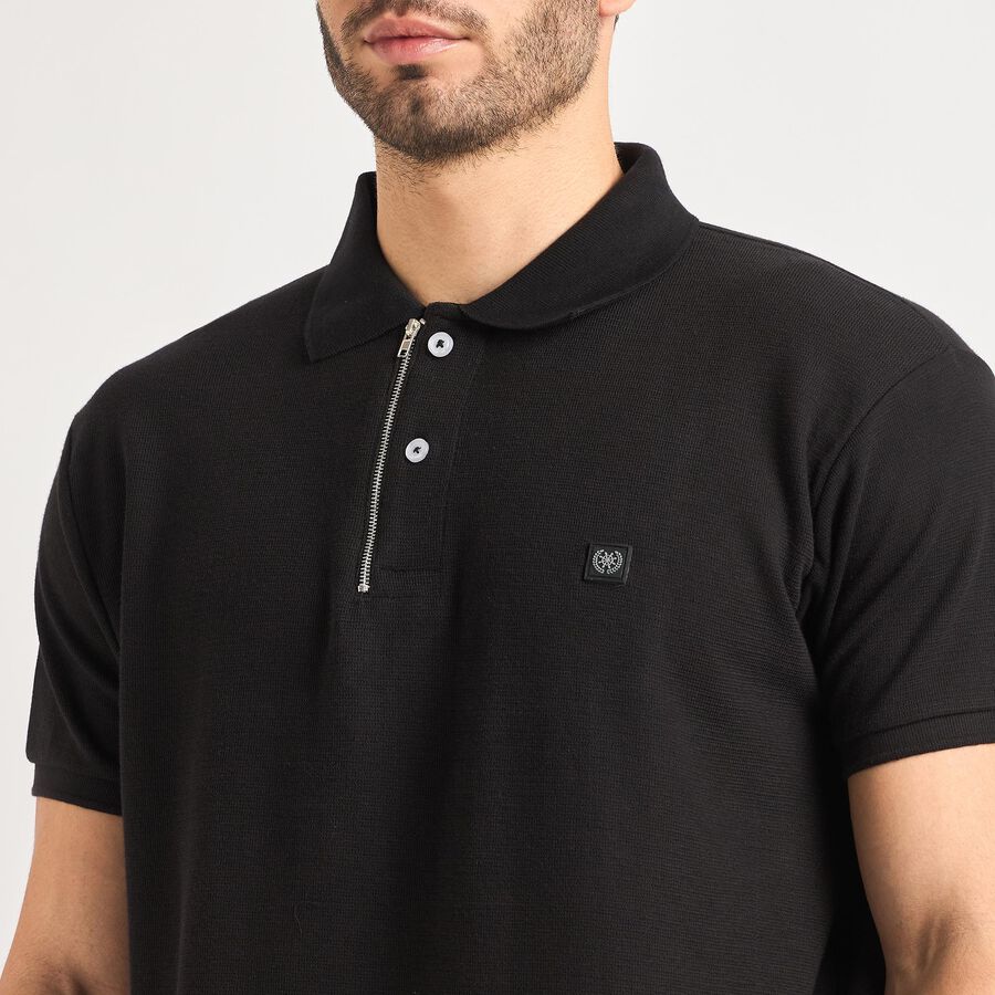 Men's Collared Half Sleeves T-Shirt , Black, large image number null