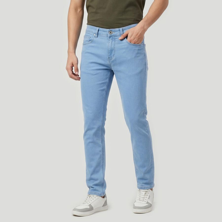 Men's Light Blue Slim Fit Classic 5-Pocket Jeans, Ice Blue, large