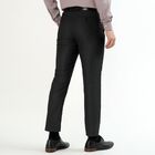 Men's Deep Charcoal Black Slim Fit Flat-Front Formal Trousers, Black, small image number null
