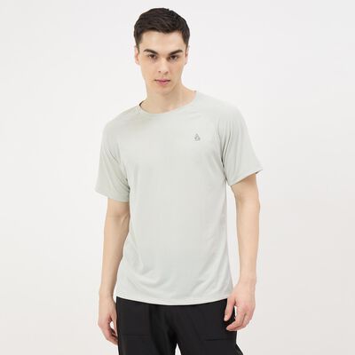 Men's Light Grey Round Neck Athleisure T-Shirt