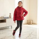 Girls Red Hooded Puffer Jacket, Wine, small