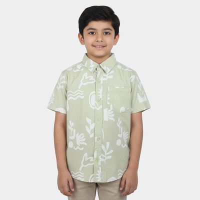Boys Mint Green Cotton Regular Fit Casual Shirt