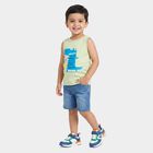 Boys' Mint Green Cotton Blend Round Neck Regular Boys T-Shirt, Light Green, small