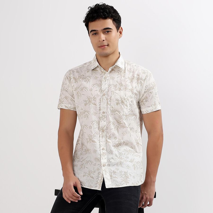 Men's 100% Cotton Casual Shirt, Off White, large image number null
