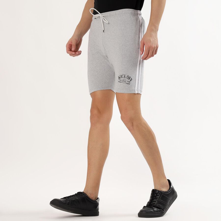 Men's Light Grey Regular Fit Printed Bermuda Shorts, Melange Mid Grey, large image number null