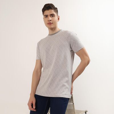 Men's Grey Round Neck Casual T-Shirt