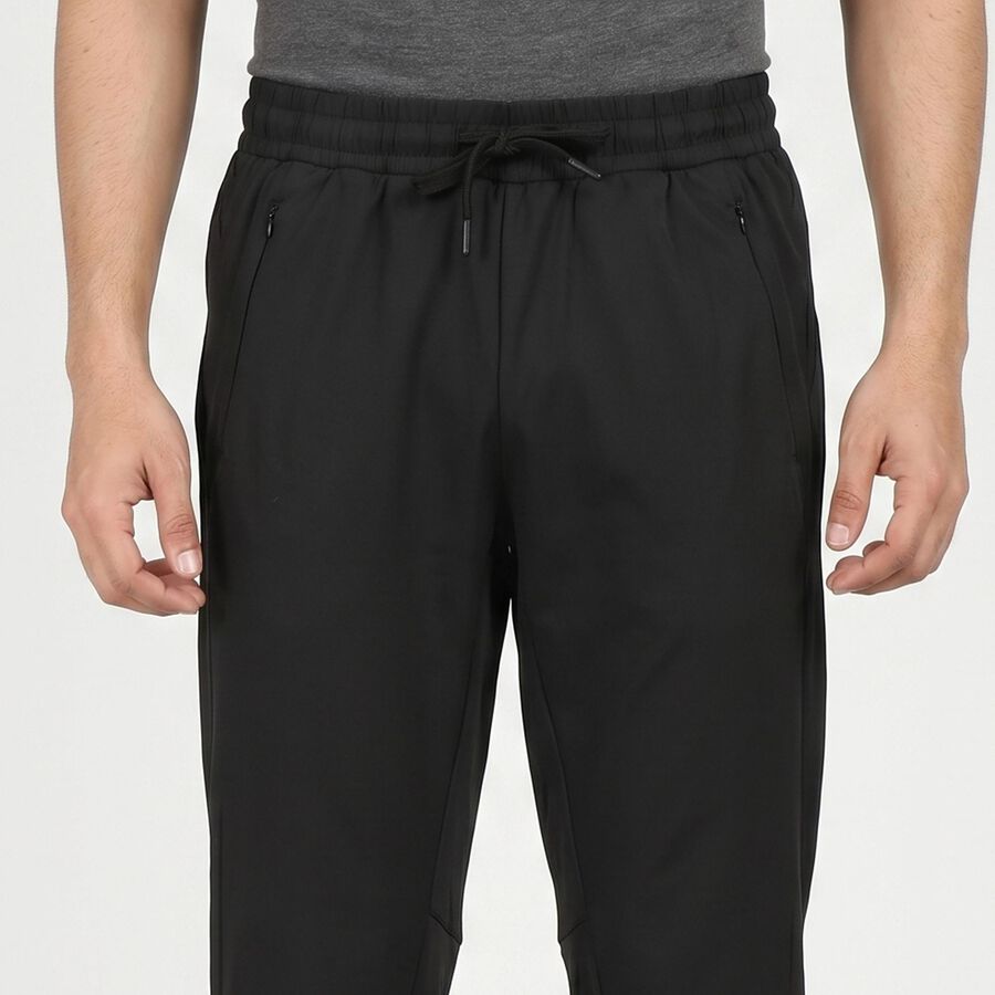 Men's Black Straight Fit Zip Pocket Track Pants, Black, large