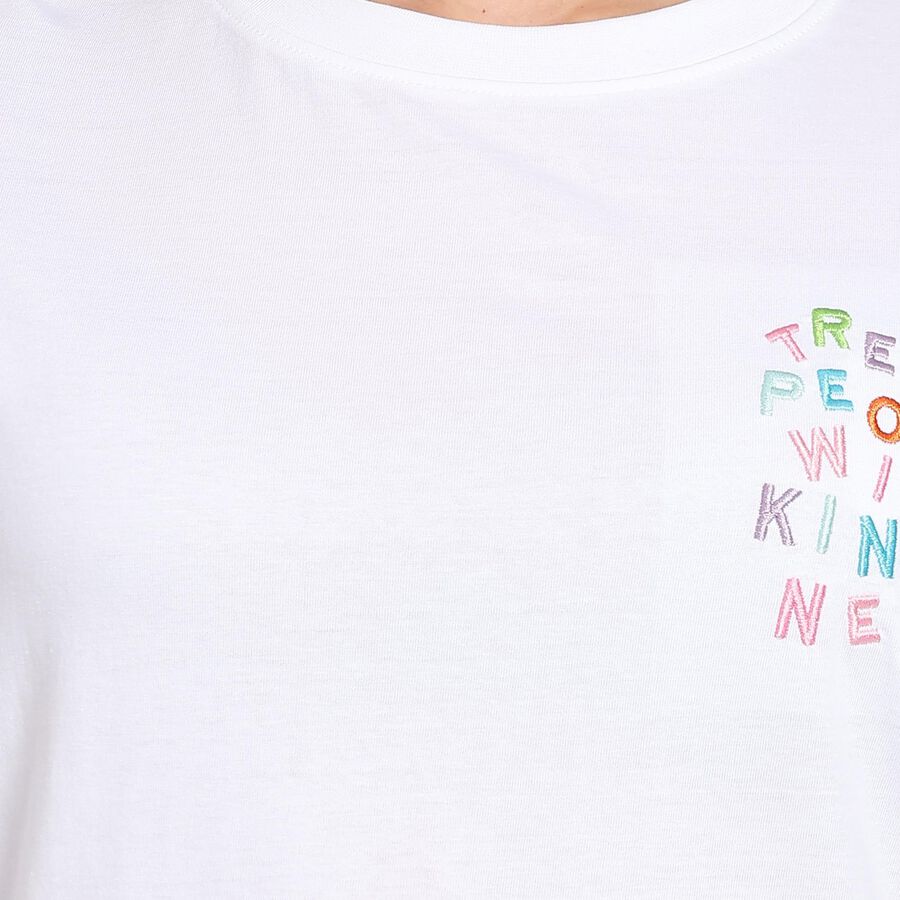 Ladies' 100% Cotton Round Neck T-Shirt, White, large image number null