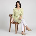 Women's Green Keyhole Neck Printed Straight Kurta, हल्का हरा, small