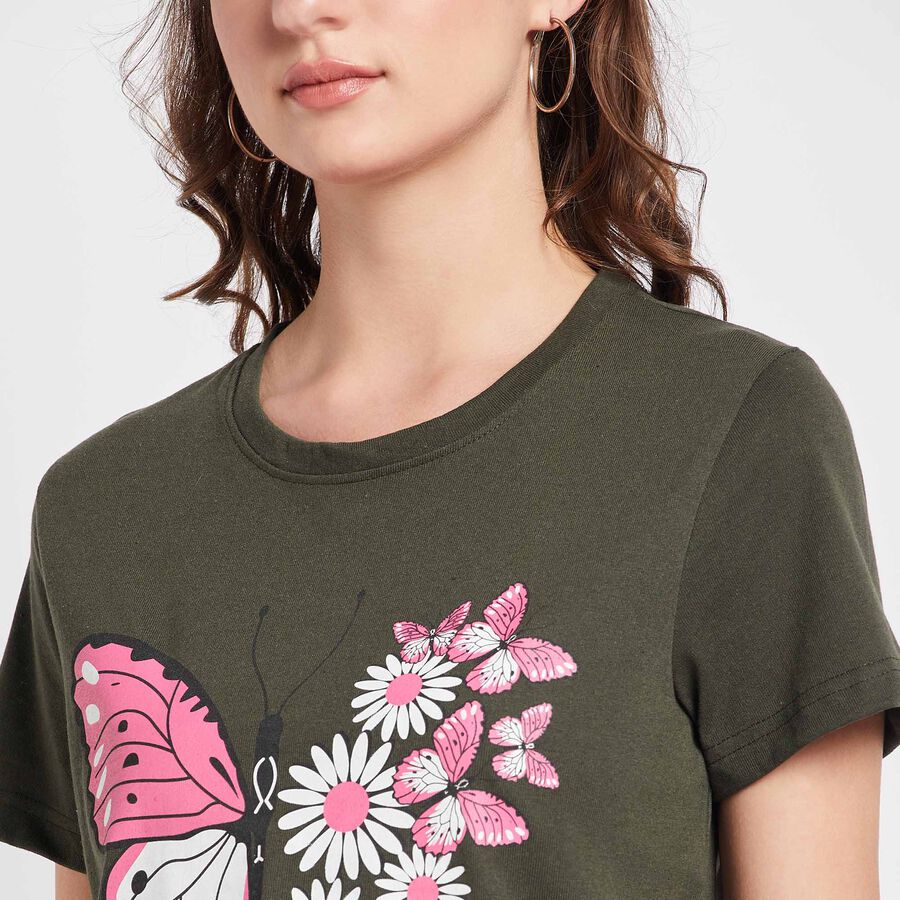 Round Neck T-Shirt, Olive, large image number null