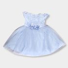 Girls' Light Sky Blue Floral Embellished Party Wear Frock, हल्का नीला, small image number null