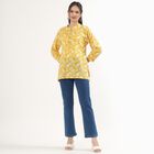 Women's Yellow Mandarin Collar Floral Printed Kurti, मस्टर्ड, small image number null