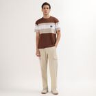 Men's Light Beige Slim Fit Cargo Trousers, Off White, small