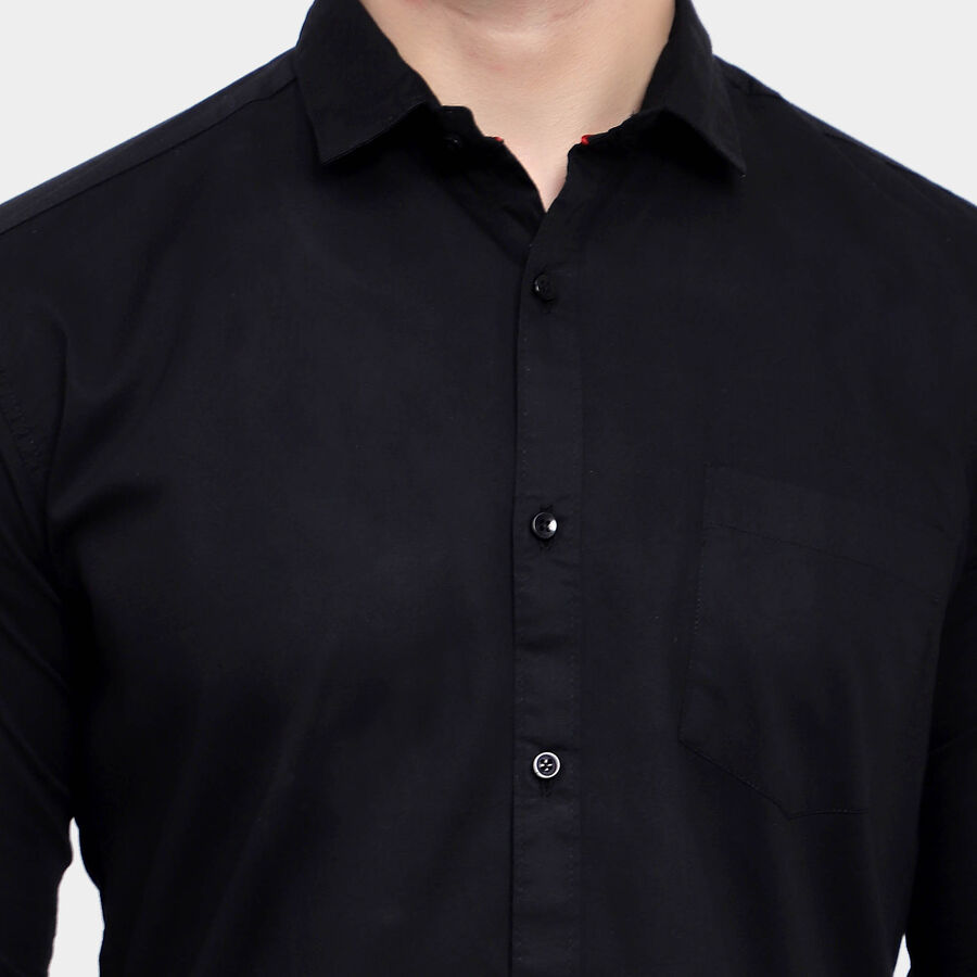 Cotton Solid Casual Shirt, Black, large image number null