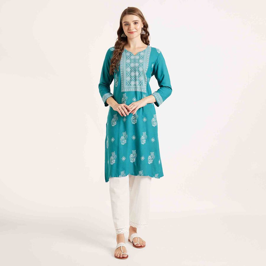 Printed Kurta, Mid Blue, large image number null