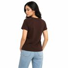 Women Wine Cotton Blend Round Neck Regular T-Shirt, वाइन, small
