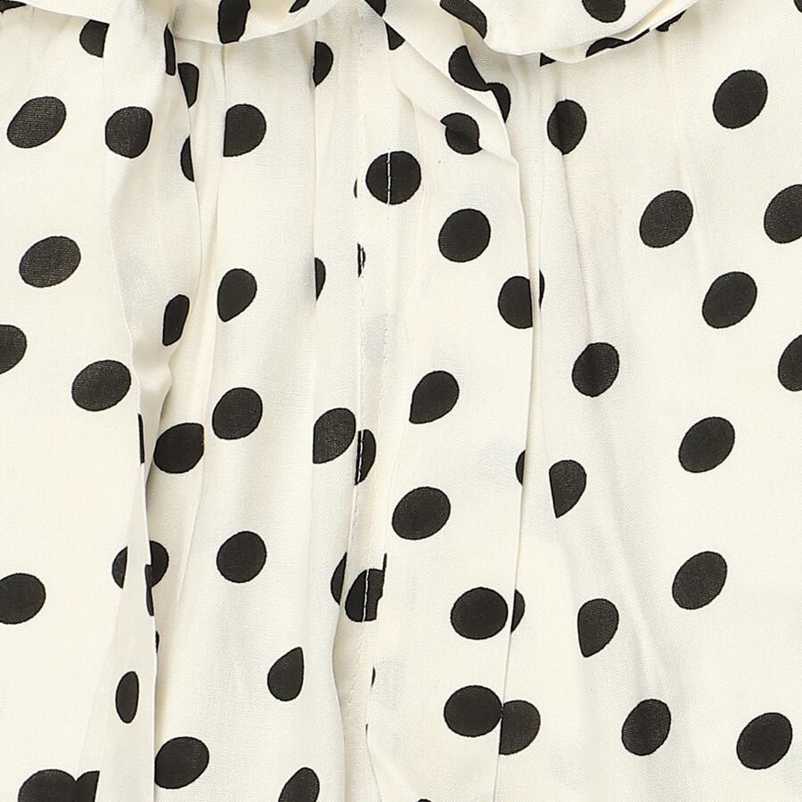 Girls' White Regular Fit Star Printed Capri, सफ़ेद, large