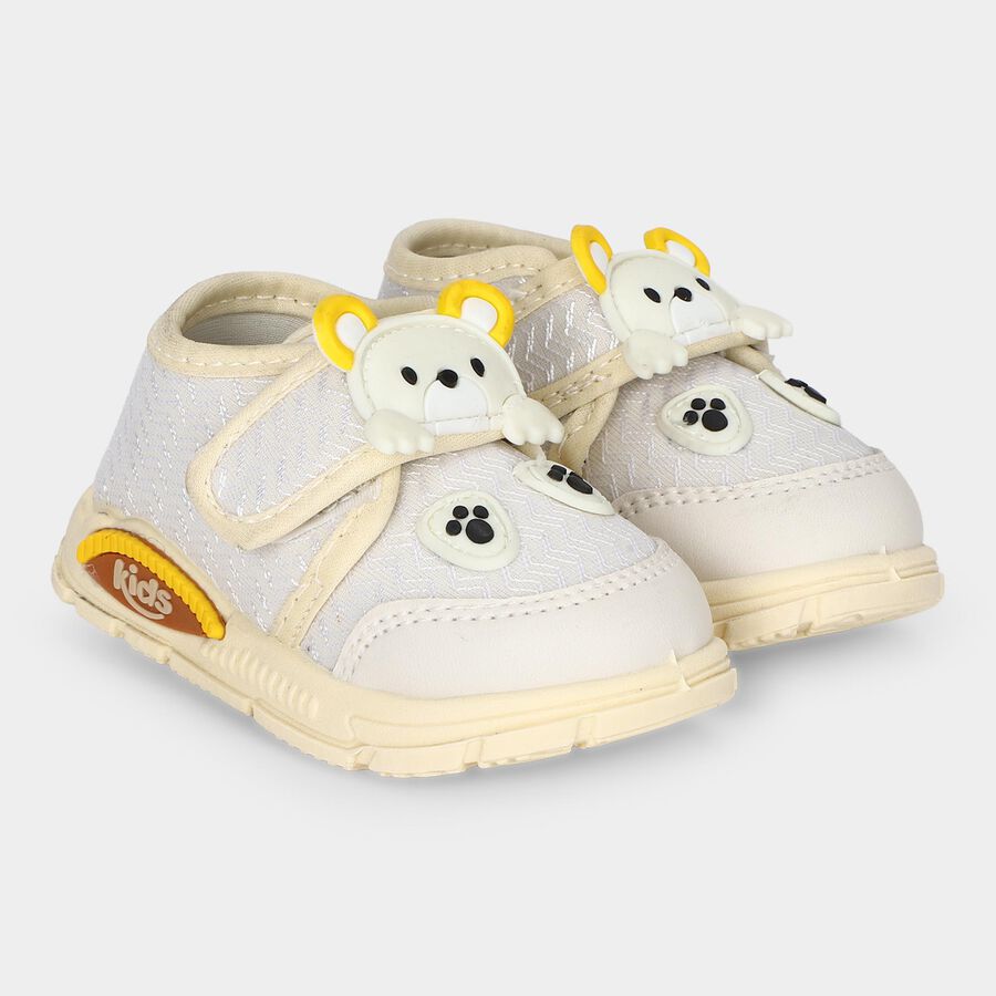 Boys' Beige Velcro Sneakers, गहरा पीला, large