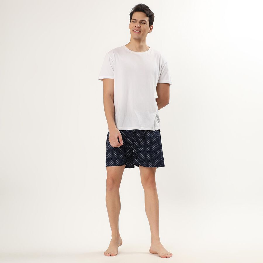 Men's Dark Navy Cotton Printed Boxer, Dark Blue, large image number null