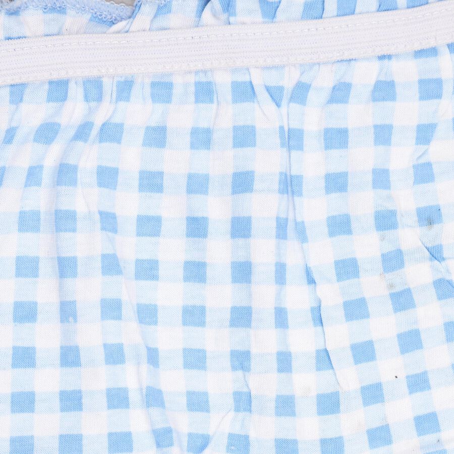 Girls' Light Sky Blue Regular Fit Gingham Check Bloomer, हल्का नीला, large image number null