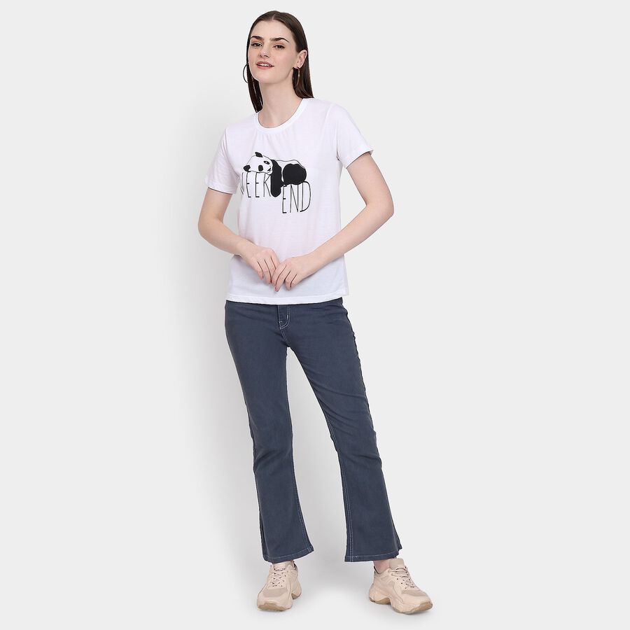 Ladies' Round Neck T-Shirt, ऑफ व्हाइट, large image number null