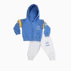 Infants' Blue Hoodie Cuff Sleeve Printed Baba Suit, Mid Blue, small image number null