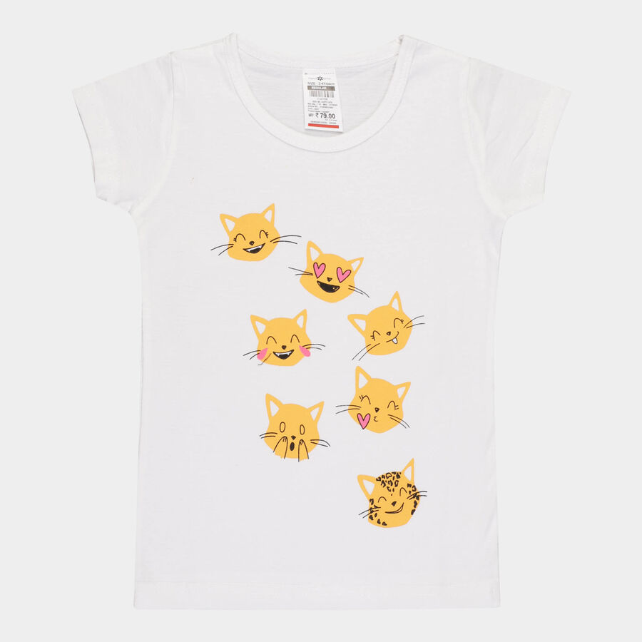Girls Cotton T-Shirt, White, large image number null
