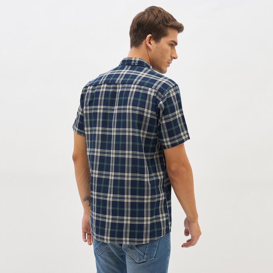 Men's Navy Blue Cotton Classic Casual Shirt, Beige, large image number null