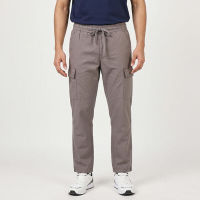 Men's Grey Slim Fit Cargo Trousers