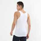 Men's Bright White Cotton Deep Neck Casual Vest, सफ़ेद, small image number null