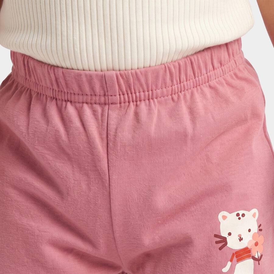 Infants' Pink Regular Fit Cartoon Printed Cotton Pyjama, Pink, large