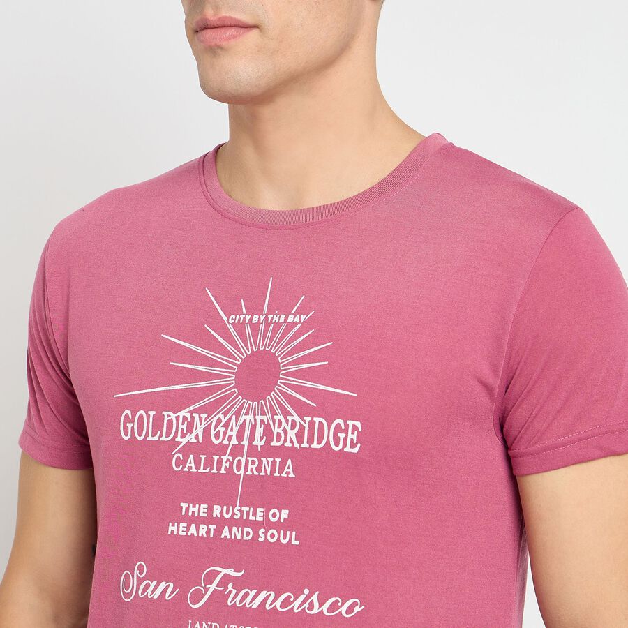 Men's Round Neck Half Sleeves T-Shirt, Light Pink, large image number null