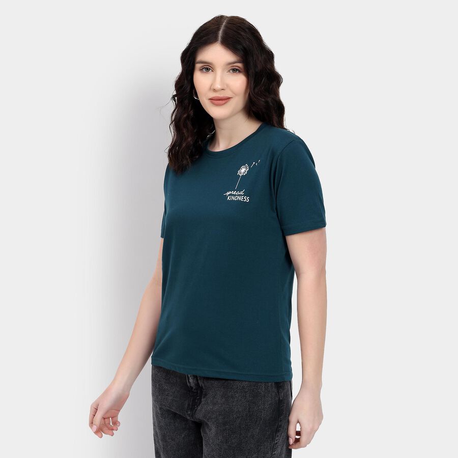Ladies' Round Neck T-Shirt, गहरा हरा, large