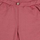 Girls Pink Regular Fit Textured Trousers, गुलाबी, small