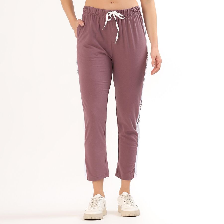 Women's Black Tapered Fit Track Pants, बैंगनी, large