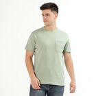 Men's Light Sage Green Cotton Round Neck Casual T-Shirt, Light Green, small